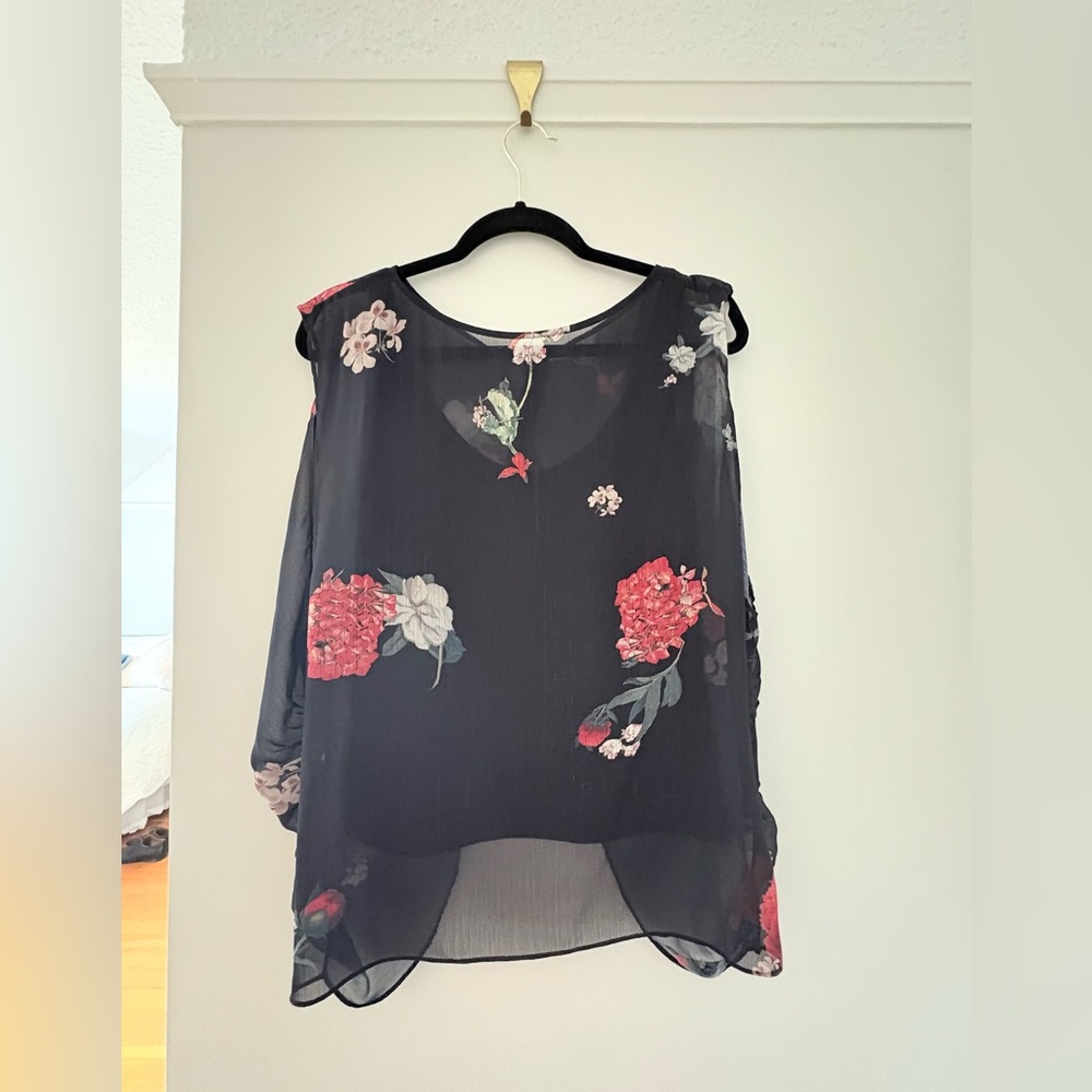 Alice + Olivia Black Floral Blouse